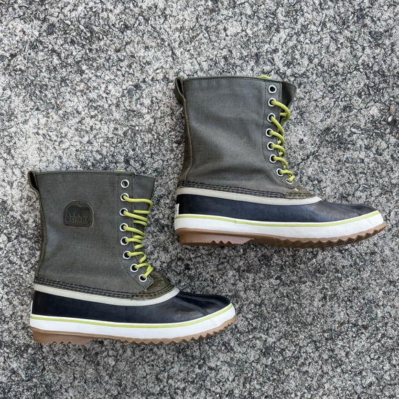 Sorel Snow Boot Women's 10 1964 Premium Waterproof Waxed Canvas Peat Moss Green - Picture 6 of 13